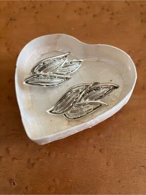 Coro Silver-Tone Leaf Clip Earrings